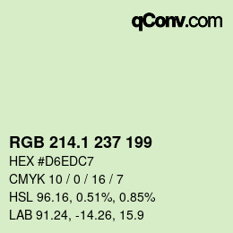 Color code: RGB 214.1 237 199 | qconv.com