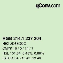Color code: RGB 214.1 237 204 | qconv.com