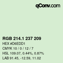 Color code: RGB 214.1 237 209 | qconv.com
