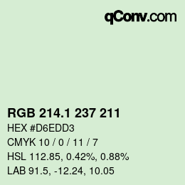 Color code: RGB 214.1 237 211 | qconv.com