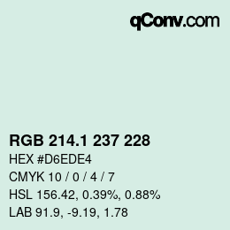 Color code: RGB 214.1 237 228 | qconv.com