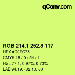 カラーコード: RGB 214.1 252.8 117 | qconv.com