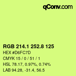 カラーコード: RGB 214.1 252.8 125 | qconv.com