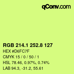 カラーコード: RGB 214.1 252.8 127 | qconv.com