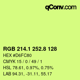 カラーコード: RGB 214.1 252.8 128 | qconv.com