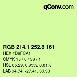 カラーコード: RGB 214.1 252.8 161 | qconv.com