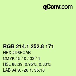 カラーコード: RGB 214.1 252.8 171 | qconv.com