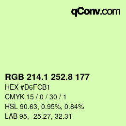 カラーコード: RGB 214.1 252.8 177 | qconv.com