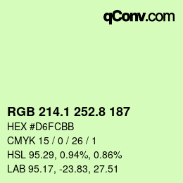 カラーコード: RGB 214.1 252.8 187 | qconv.com