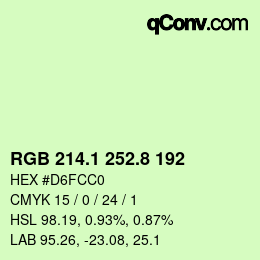 カラーコード: RGB 214.1 252.8 192 | qconv.com