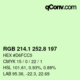 カラーコード: RGB 214.1 252.8 197 | qconv.com