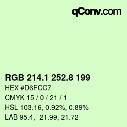 Color code: RGB 214.1 252.8 199 | qconv.com