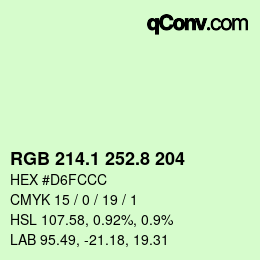 Color code: RGB 214.1 252.8 204 | qconv.com