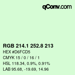 Color code: RGB 214.1 252.8 213 | qconv.com