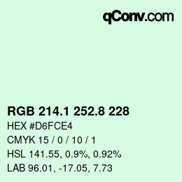 Color code: RGB 214.1 252.8 228 | qconv.com