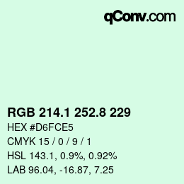 Color code: RGB 214.1 252.8 229 | qconv.com