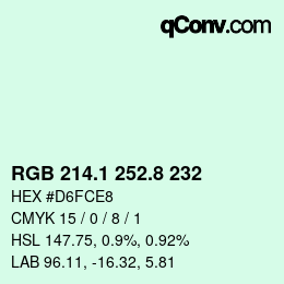 カラーコード: RGB 214.1 252.8 232 | qconv.com