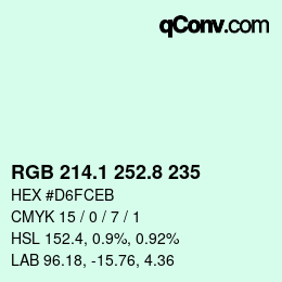 カラーコード: RGB 214.1 252.8 235 | qconv.com