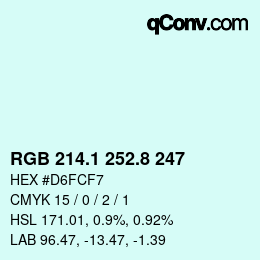 Farbcode: RGB 214.1 252.8 247 | qconv.com