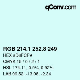 Color code: RGB 214.1 252.8 249 | qconv.com