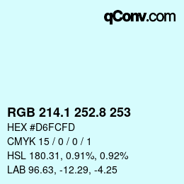 カラーコード: RGB 214.1 252.8 253 | qconv.com