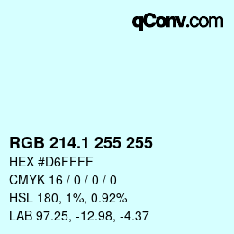 Color code: RGB 214.1 255 255 | qconv.com