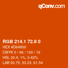 Color code: RGB 214.1 72.8 0 | qconv.com
