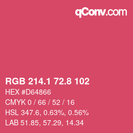 カラーコード: RGB 214.1 72.8 102 | qconv.com