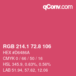 カラーコード: RGB 214.1 72.8 106 | qconv.com