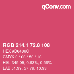 カラーコード: RGB 214.1 72.8 108 | qconv.com