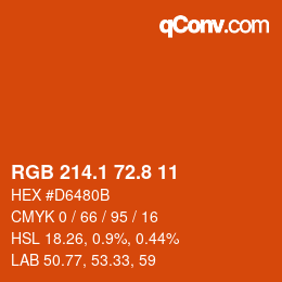 カラーコード: RGB 214.1 72.8 11 | qconv.com