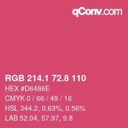 カラーコード: RGB 214.1 72.8 110 | qconv.com