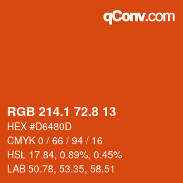 Color code: RGB 214.1 72.8 13 | qconv.com