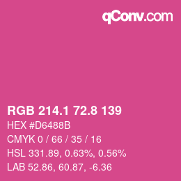 カラーコード: RGB 214.1 72.8 139 | qconv.com