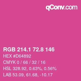カラーコード: RGB 214.1 72.8 146 | qconv.com