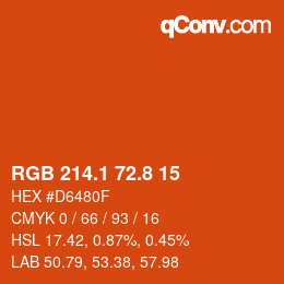 カラーコード: RGB 214.1 72.8 15 | qconv.com