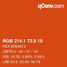 カラーコード: RGB 214.1 72.8 19 | qconv.com