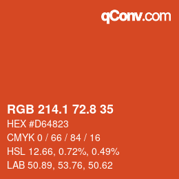 カラーコード: RGB 214.1 72.8 35 | qconv.com