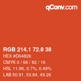 カラーコード: RGB 214.1 72.8 38 | qconv.com