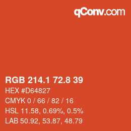 カラーコード: RGB 214.1 72.8 39 | qconv.com