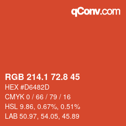 カラーコード: RGB 214.1 72.8 45 | qconv.com