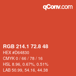 カラーコード: RGB 214.1 72.8 48 | qconv.com