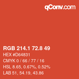 カラーコード: RGB 214.1 72.8 49 | qconv.com