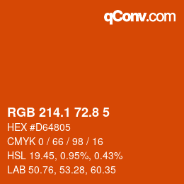 カラーコード: RGB 214.1 72.8 5 | qconv.com