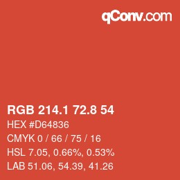 カラーコード: RGB 214.1 72.8 54 | qconv.com