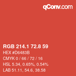 カラーコード: RGB 214.1 72.8 59 | qconv.com