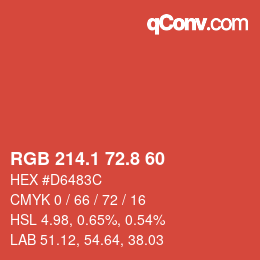 カラーコード: RGB 214.1 72.8 60 | qconv.com
