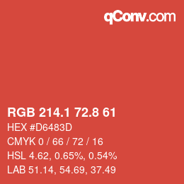 Color code: RGB 214.1 72.8 61 | qconv.com