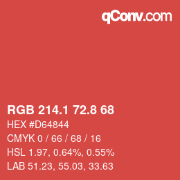 カラーコード: RGB 214.1 72.8 68 | qconv.com