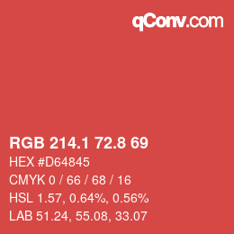 カラーコード: RGB 214.1 72.8 69 | qconv.com